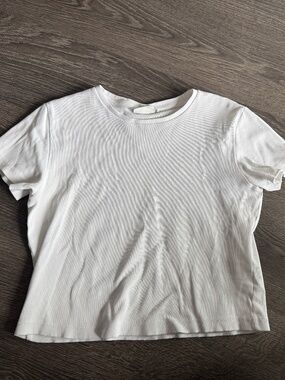 Frank And Oak White Ribbed Crewneck T-Shirt – Size XL